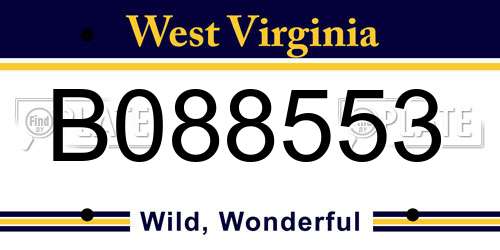 B088553 West Virginia License Plate