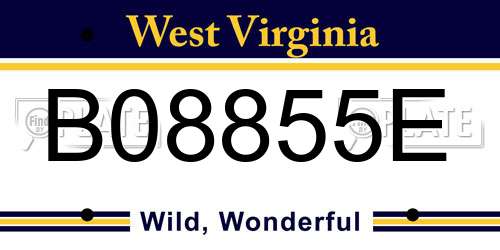 B08855E West Virginia License Plate