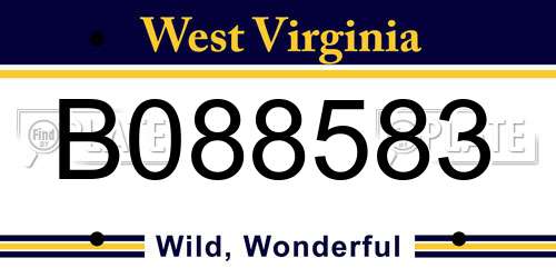 B088583 West Virginia License Plate