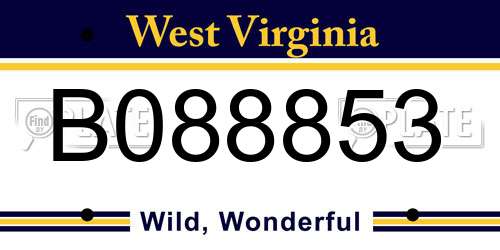 B088853 West Virginia License Plate