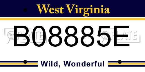 B08885E West Virginia License Plate