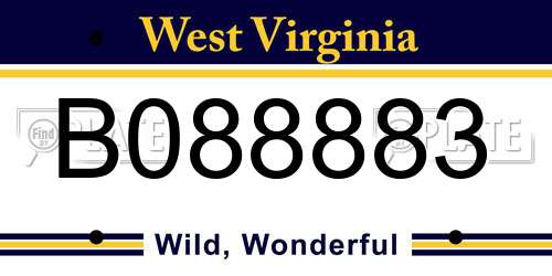 B088883 West Virginia License Plate