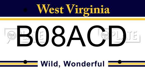 B08ACD West Virginia License Plate