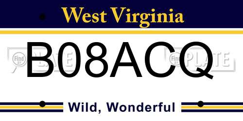 B08ACQ West Virginia License Plate