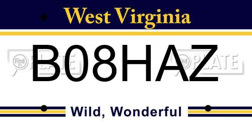 B08HAZ West Virginia License Plate