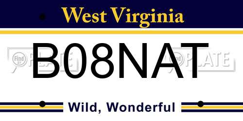 B08NAT West Virginia License Plate