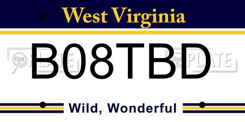 B08TBD West Virginia License Plate