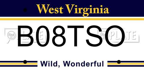B08TSO West Virginia License Plate