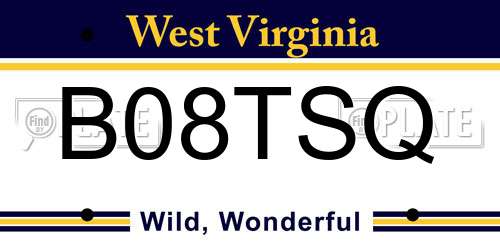 B08TSQ West Virginia License Plate