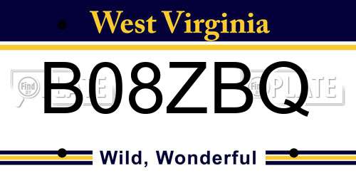 B08ZBQ West Virginia License Plate