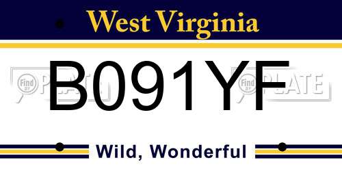 B091YF West Virginia License Plate