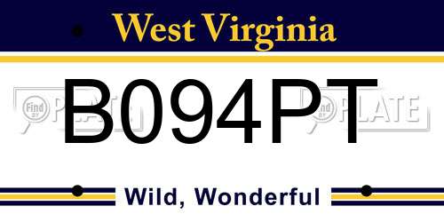 B094PT West Virginia License Plate
