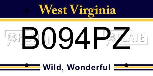 B094PZ West Virginia License Plate