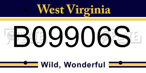 B09906S West Virginia License Plate