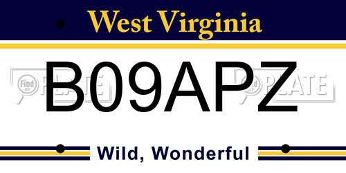 B09APZ West Virginia License Plate