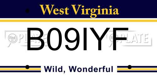 B09IYF West Virginia License Plate