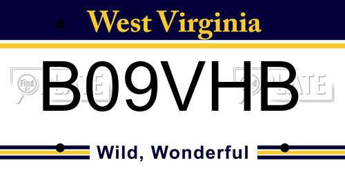 B09VHB West Virginia License Plate