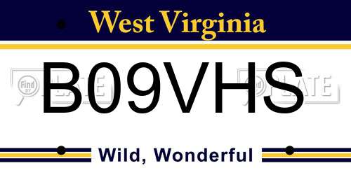 B09VHS West Virginia License Plate