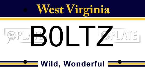 B0LTZ West Virginia License Plate