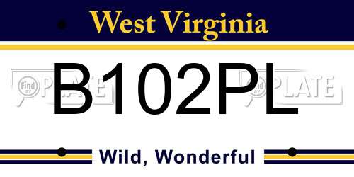 B102PL West Virginia License Plate