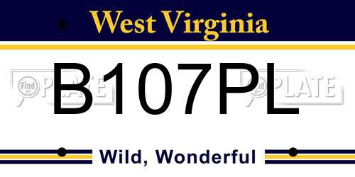 B107PL West Virginia License Plate