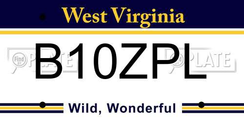B10ZPL West Virginia License Plate