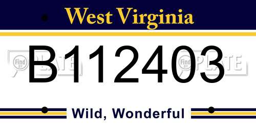 B112403 West Virginia License Plate