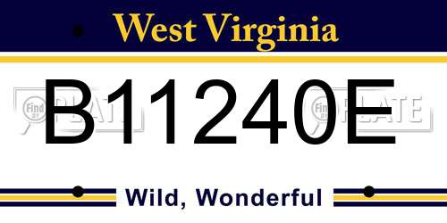 B11240E West Virginia License Plate