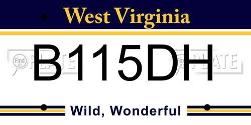 B115DH West Virginia License Plate