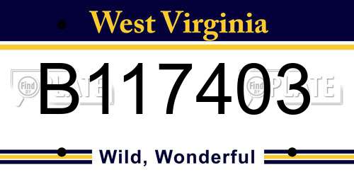 B117403 West Virginia License Plate