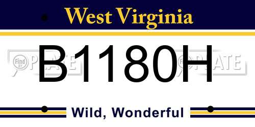 B1180H West Virginia License Plate