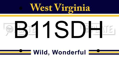 B11SDH West Virginia License Plate