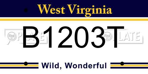 B1203T West Virginia License Plate