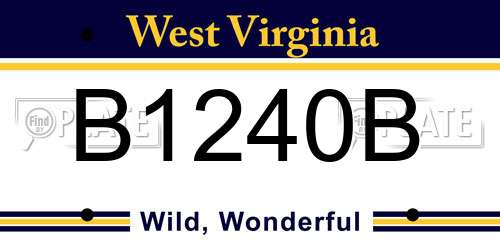 B1240B West Virginia License Plate