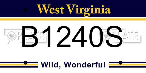 B1240S West Virginia License Plate