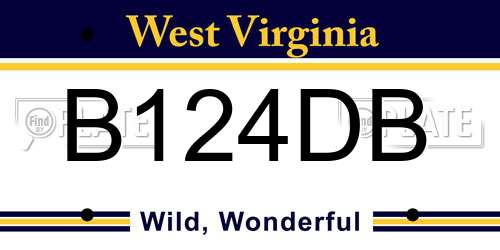 B124DB West Virginia License Plate