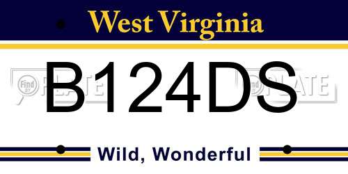 B124DS West Virginia License Plate