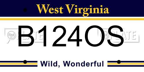 B124OS West Virginia License Plate