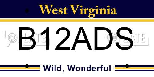 B12ADS West Virginia License Plate