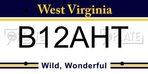 B12AHT West Virginia License Plate
