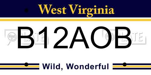 B12AOB West Virginia License Plate