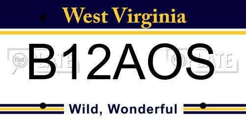 B12AOS West Virginia License Plate