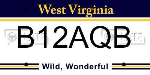 B12AQB West Virginia License Plate