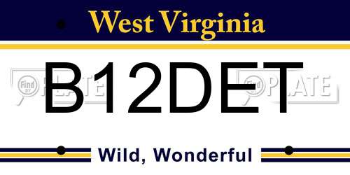 B12DET West Virginia License Plate