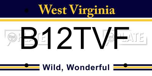 B12TVF West Virginia License Plate