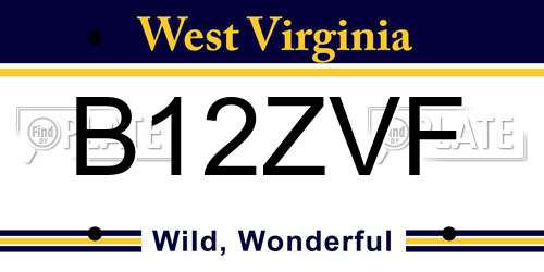 B12ZVF West Virginia License Plate