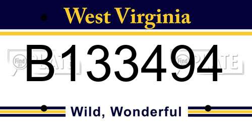 B133494 West Virginia License Plate