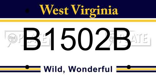 B1502B West Virginia License Plate