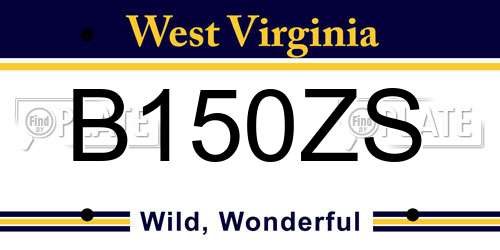 B150ZS West Virginia License Plate