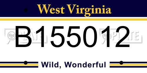 B155012 West Virginia License Plate